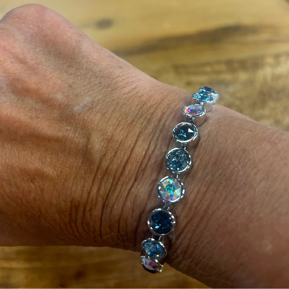 Touchstone Crystal Sky Ice Bracelet - small 6 1/2” Aquamarine Rhodium plating